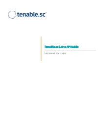 Tenable.Sc 5.19. X API Guide