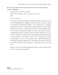 An Analytical Solution to the Navier–Stokes Equation for Incompressible Flow Around a Solid Sphere Ahmad Talaei1, A) and Timot