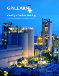 Catalog of Online Training a Modern Learning Experience for the Technical Workforce