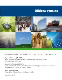 Summary of the 2014-15 Climate Lecture Series