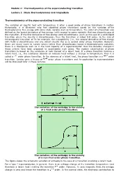 Thermodynamics of the Superconducting Transition Lecture 1