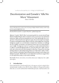 Decolonization and Canada's 'Idle No