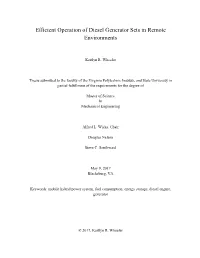 Efficient Operation of Diesel Generator Sets in Remote Environments