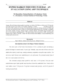 Hyper Market Industry in Dubai – an Evaluation Using Ahp Technique