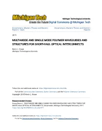 Multi-Mode and Single Mode Polymer Waveguides and Structures for Short-Haul Optical Interconnects