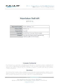 Prismtoken Thrift API 2019-01-16