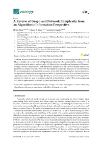 A Review of Graph and Network Complexity from an Algorithmic Information Perspective
