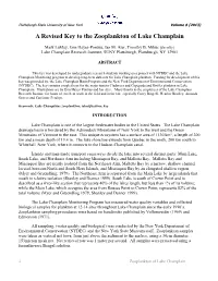 A Revised Key to the Zooplankton of Lake Champlain