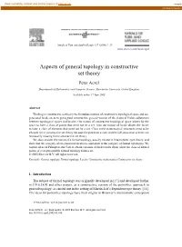 Aspects of General Topology in Constructive Set Theory