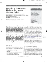 Genetics As Explanation: Limits to the Human Genome Project’ (2006, 2009)