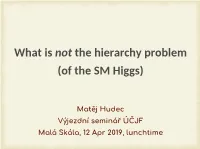 What Is Not the Hierarchy Problem (Of the SM Higgs)
