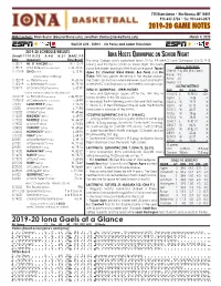 2019-20 Game Notes