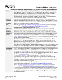 Prion Disease Reporting and Investigation Guideline