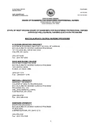 Baccalaureate Degree Nursing Programs