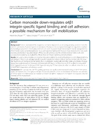 Carbon Monoxide Down-Regulates Α4β1 Integrin