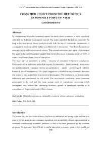Consumer Choice from the Heterodox Economics Point of View