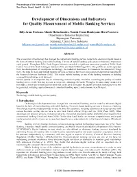 Development of Dimensions and Indicators for Quality Measurement of Mobile Banking Services