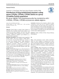 Distribution of Drug-Metabolizing Enzymes Coding Genes CYP2D6