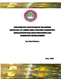 Indigenous Knowledge Transfer Methods of Shero Meda Weavers