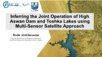 Inferring the Joint Operation of High Aswan Dam and Toshka Lakes Using Multi-Sensor Satellite Approach