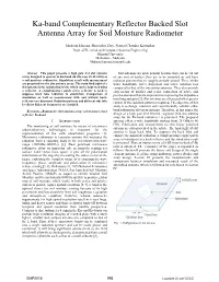Ka-Band Complementary Reflector Backed Slot Antenna Array for Soil Moisture Radiometer