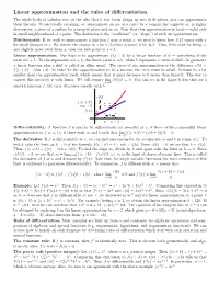 Linear Approximation and the Rules of Differentiation