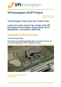 VPI Immingham OCGT Project Explanatory Memorandum