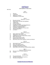 Chapter 69:01 Road Traffic Arrangement of Sections Section