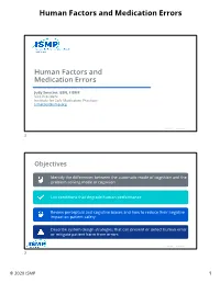 Human Factors and Medication Errors