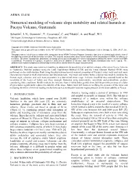 Numerical Modeling of Volcanic Slope Instability and Related Hazards at Pacaya Volcano, Guatemala