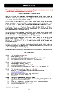 STRING CLASSES STRING CLASSES *** Important: As This Is a Three-Year Document, Changes Or Corrections Can Be Found At