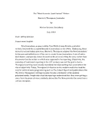 The “Most Accurate, Least Factual” Writer: Hunter S. Thompson, Journalist by Marion Suzanne