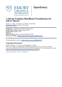 A Silvan Tomkins Handbook Foundations for Affect Theory Adam J