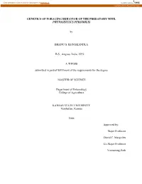 Genetics of Foraging Behavior of the Predatory Mite, Phytoseiulus Persimilis