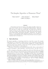 The Simplex Algorithm in Dimension Three1
