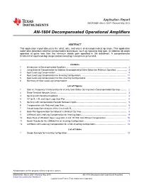 AN-1604 Decompensated Operational Amplifiers