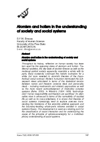 Atomism and Holism in the Understanding of Society and Social Systems
