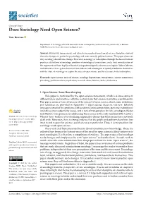 Does Sociology Need Open Science?