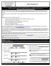 Name Change Form Division of Professional Licensing Services