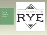 Private Dining Menu