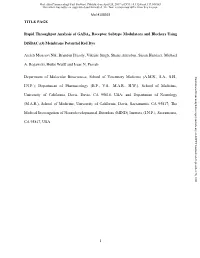 Rapid Throughput Analysis of GABAA Receptor Subtype Modulators and Blockers Using Disbac1(3) Membrane Potential Red