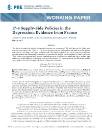 Working Paper 17-4: Supply-Side Policies in the Depression