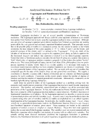 Analytical Mechanics: Problem Set #4