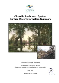 Chowilla Anabranch System Surface Water Information Summary