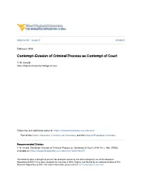 Contempt--Evasion of Criminal Process As Contempt of Court