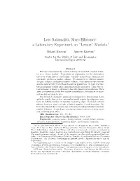 Less Rationality, More Efficiency: a Laboratory Experiment on “Lemon”