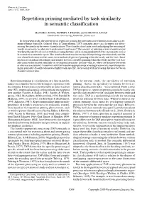 Repetition Priming Mediated by Task Similarity in Semantic Classification