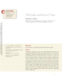 The Lakes and Seas of Titan • Explore Related Articles • Search Keywords Alexander G