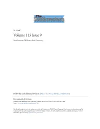 Volume 113 Issue 9 Southwestern Oklahoma State University