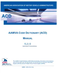 AAMVA Code Dictionary (ACD) Manual, Release 5.2.0